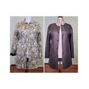Ubu Reversible Packable Raincoat Jacket Women L Snake Brown Spring 70s Pockets